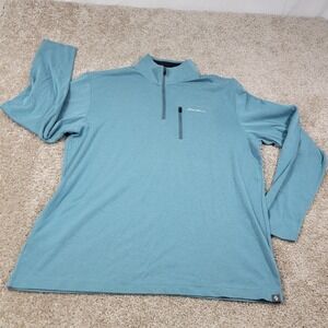 Eddie Bauer Travex Men's Long Sleeve Quarter Zip Pullover Shirt Blue Size Large